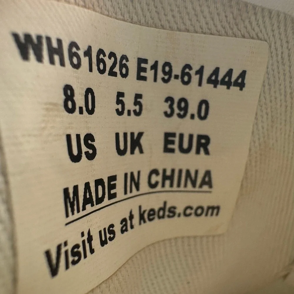 Keds Triple Up White Leather Platform Sneakers Womens 8 WH61626 Gold Hardware